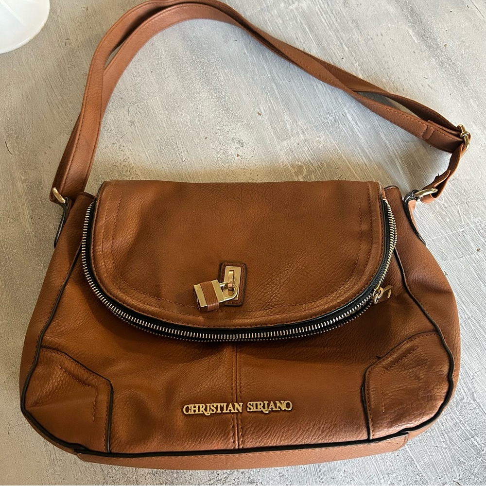 Christian Siriano‎ Brown Faux Leather Shoulder Bag Medium Purse